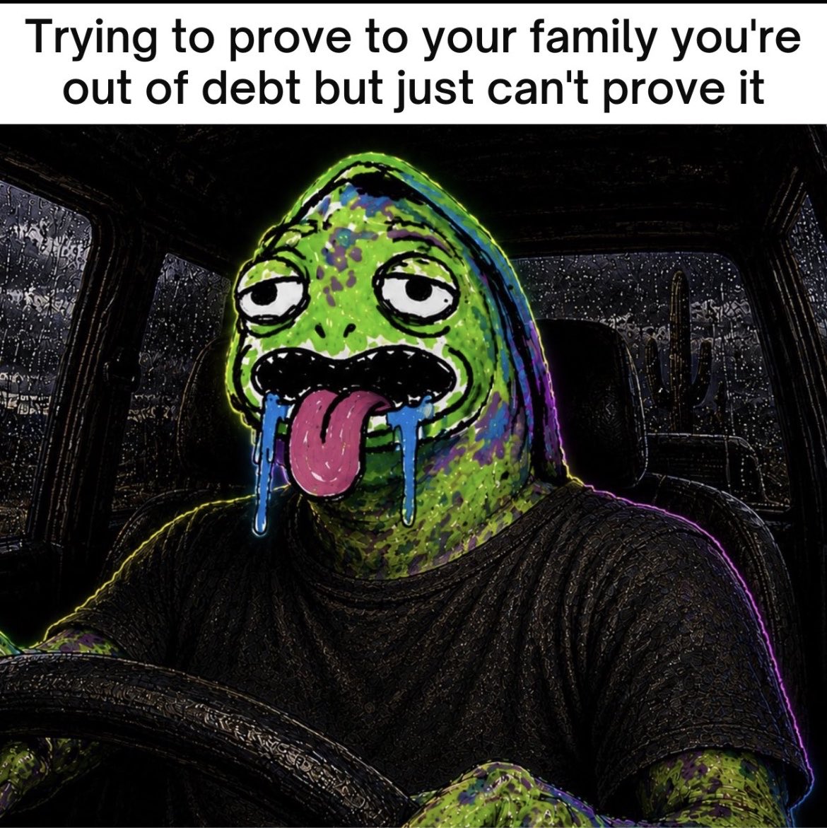 Lazi Lizard driving meme